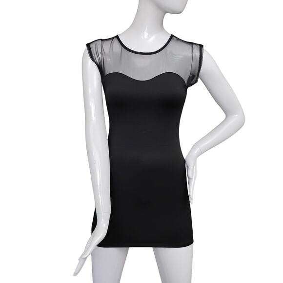 Little Black Dress Size Small Mesh Back and Front Yolk Short Sleeve Stretchy - Picture 1 of 9
